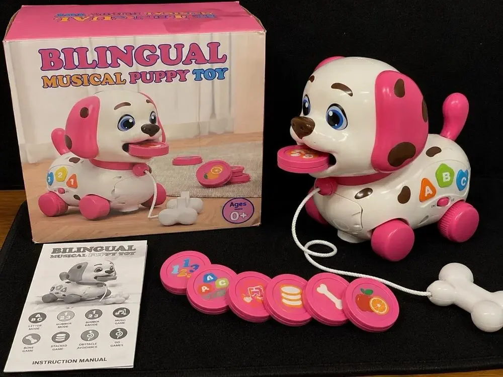 Bilingual Musical Puppy Toy, Educational, Ages 6-24 Months, Dog Theme